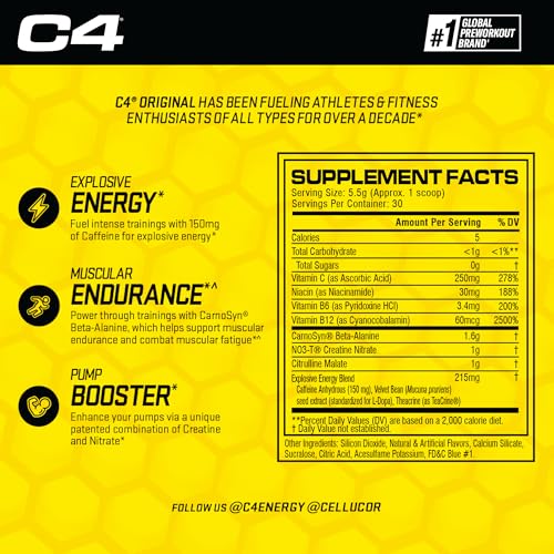 Cellucor C4 Original Pre Workout Powder Frozen Bombsicle Sugar Free Preworkout Cellucor uk supplements