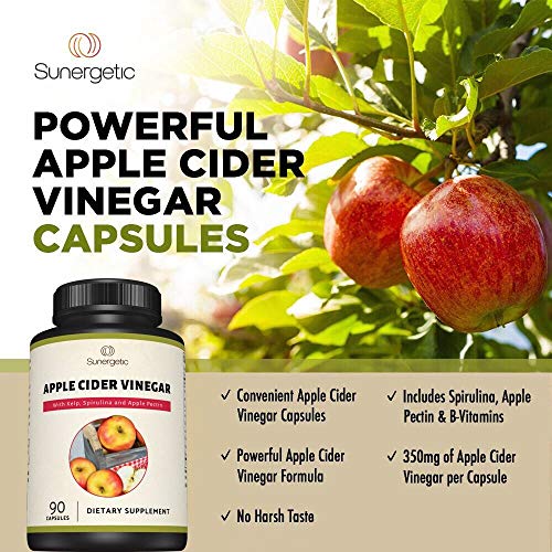 Sunergetic Premium Apple Cider Vinegar Capsules – Includes Apple Pectin, Spirulina Sunergetic uk supplements