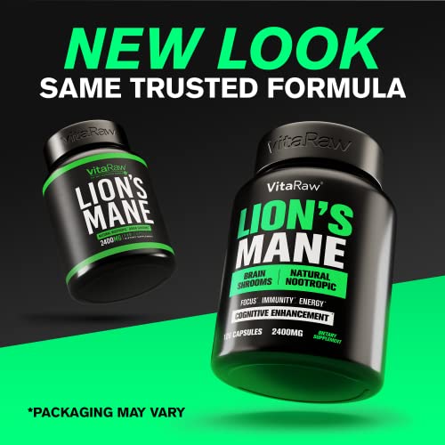 Organic Lions Mane Supplement Capsules 2400 mg - Powerful Nootropic - Helps Maintain VitaRaw uk supplements