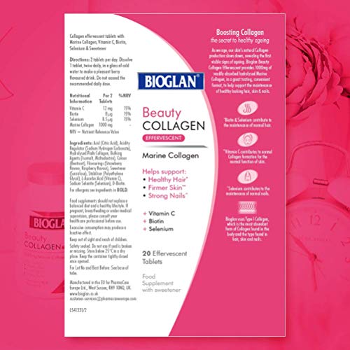 Bioglan Collagen Effervescent | 1000mg | Hydrolysed Marine Collagen Bioglan uk supplements