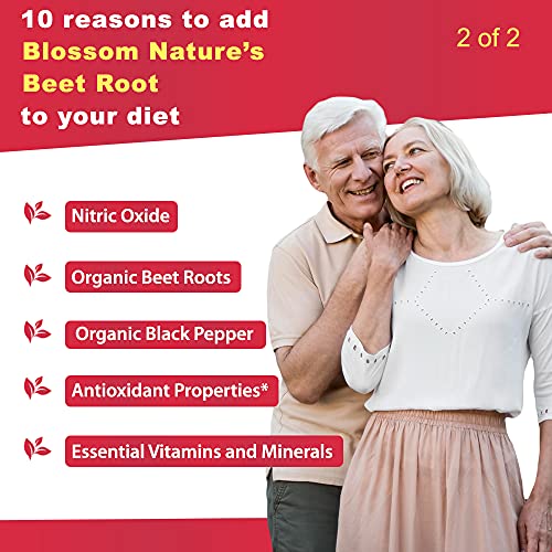 Organic Beet Root Powder 1350mg with Black Pepper-Nitric Oxide Booster, Digestive System Blossom Nature uk supplements