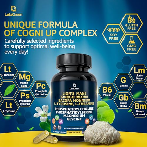 LetaGreen Organic Lions Mane Supplement Capsules - 120 Real Mushrooms Lion's Mane LetaGreen uk supplements