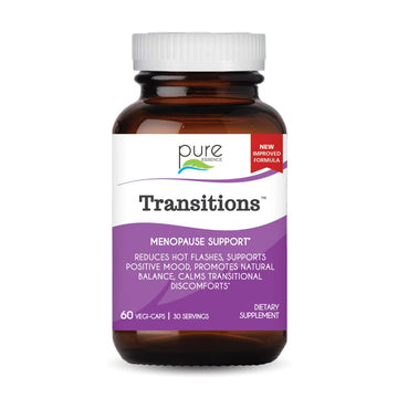 Pure Essence Labs Transitions Vitamins for Women, Natural Menopause Relief Supplement to Promote Hormone Balance, Reduce Hot Flashes, Mood Swings & Night Sweats, 60 Capsules PURE ESSENCE LABS uk supplements