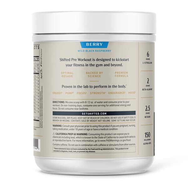 SHIFTED Premium Pre Workout Powder, Energy & Focus Supplement with Creatine Monohydrate SHIFTED uk supplements