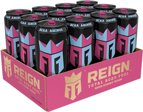 Reign Total Body Fuel, Sour Gummy Worm, Fitness & Performance Drink, 16 Fl Oz (Pack of 12) REIGN uk supplements