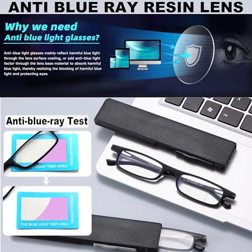 TOVEEN 2 Pack Compact Reading Glasses Anti Blue Light UV, Ultra-thin Slim TR90 Readers TOVEEN uk supplements