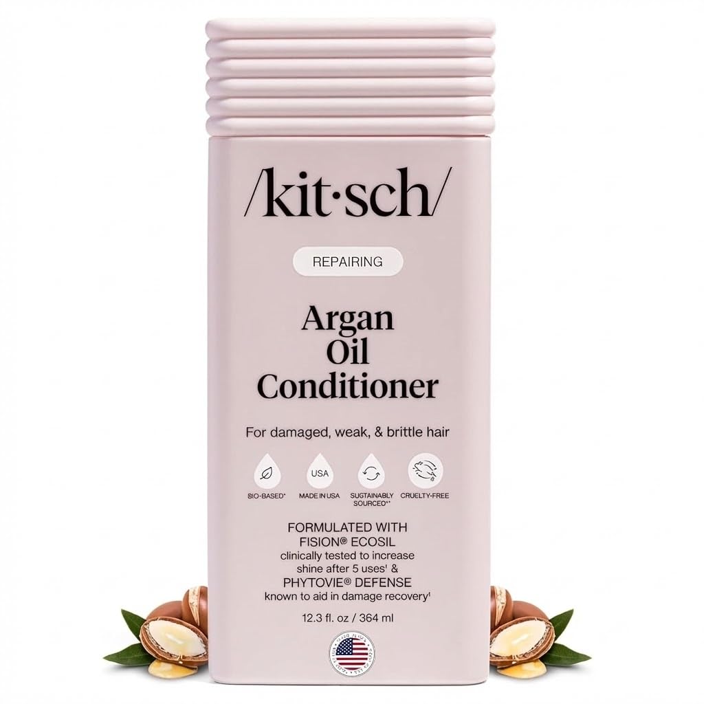 Kitsch Repairing Argan Oil Liquid Conditioner for Women & Men – Argan Oil for Hair, For Shine, Smoothness & Damage Recovery, Hair Repair – Clean, Color-Safe Hair Care - 12.3 oz Kitsch uk supplements