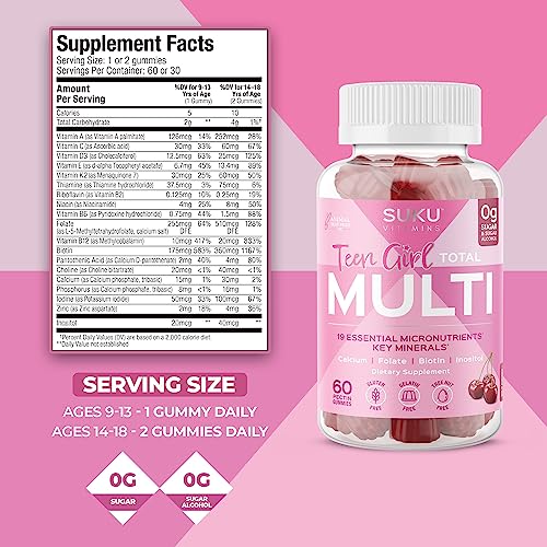 SUKU Vitamins Teen Girl Gummies – Sugar Free Vegetarian Gummy Vitamins Supplement SUKU Vitamins uk supplements