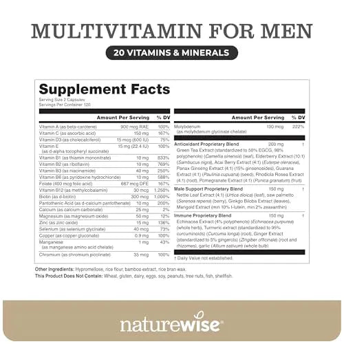 NatureWise Multivitamin for Men - Daily Male Support - Minerals & Herbs for Energy, Performance, Immunity - with Vitamin A, C, D, B-Complex NatureWise uk supplements