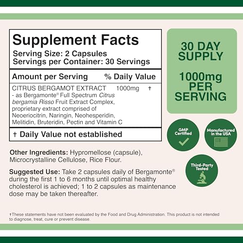 Citrus Bergamot Supplement - Only Patented, Clinically Proven Bergamot Extract - 1,000mg Double Wood Supplements uk supplements