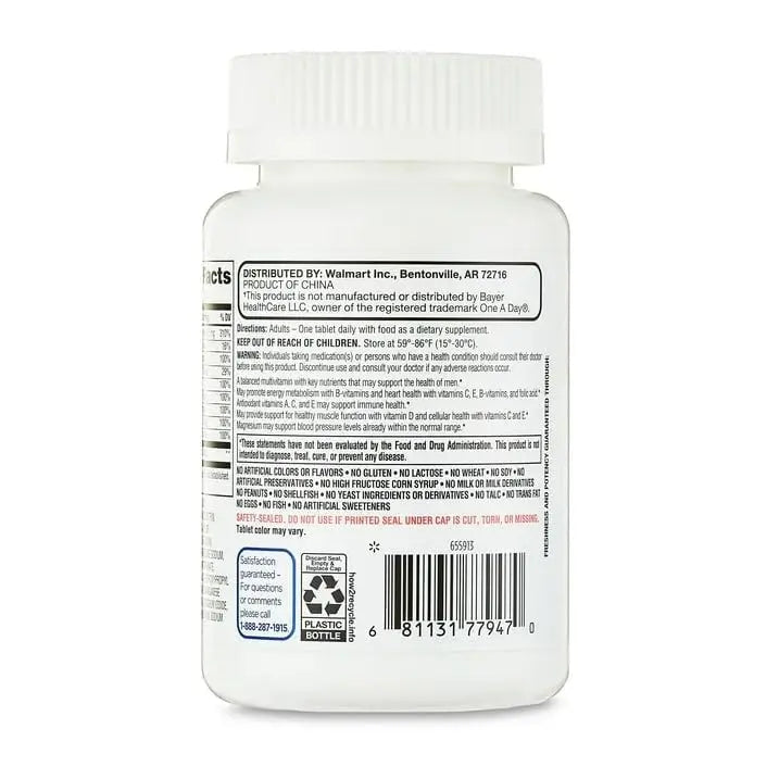 AGILIPET Equate One Daily Men's Multivitamin Multimineral Supplement Tablets, 100 Count Sticker AGILIPET uk supplements