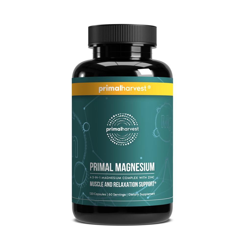 Magnesium Supplement Complex 310mg by Primal Harvest with Magnesium Glycinate, Citrate, Malate, and Zinc 120 Capsules Primal Harvest uk supplements