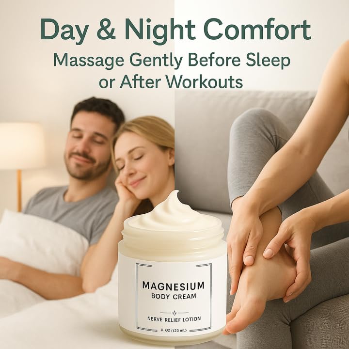 Neuropathy Cream | Nerve Relief Lotion for Feet, Legs & Hands | Magnesium Chloride with Aloe Vera Extract | Non-Greasy Formula for Day & Night Use | Thoughtful Gift for Mama, Dad, Men & Women (1) DFTLUUE uk supplements