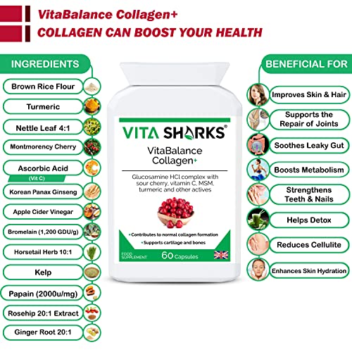 VitaBalance Collagen+ 60 Capsules for Skin, Hair, Nails, Joints & Connective Tissue Vita Sharks uk supplements