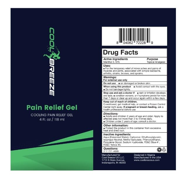 Cool Breeze Pain Relief Gel – Topical Pain Relief Gel for Arthritis, Muscle Soreness, Back Pain, Knee Pain & Joint Stiffness – Dual Heating & Cooling Menthol Formula – Non‑Greasy 4oz Tube, Made in USA Cool Breeze uk supplements
