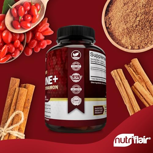 NutriFlair Premium Berberine HCL 1200mg, 120 Capsules - Plus Pure True Ceylon Cinnamon NutriFlair uk supplements