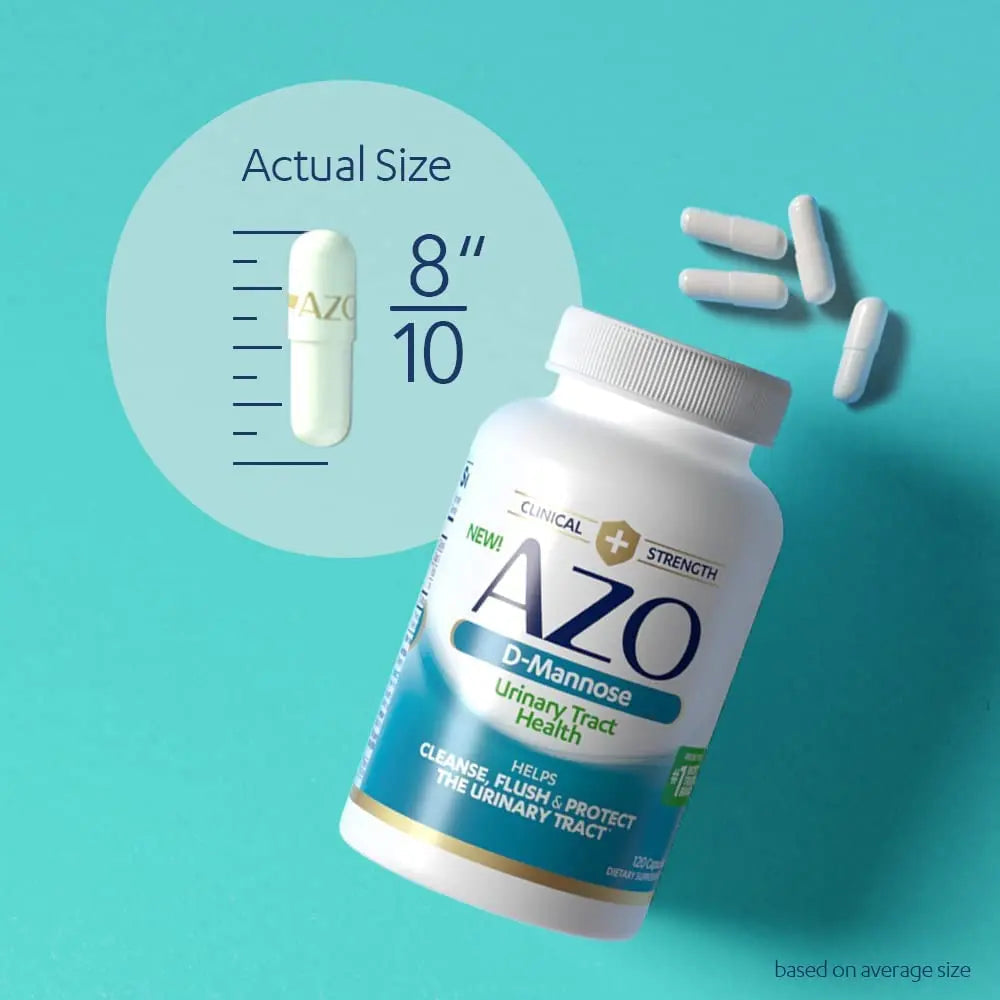 AZO D Mannose Urinary Tract Health, Cleanse, Flush & Protect The Urinary Tract, No.1 Pharmacist Recommended Brand, Clinical Strength, Non-GMO, 120 Count (Pack of 2) AZO uk supplements