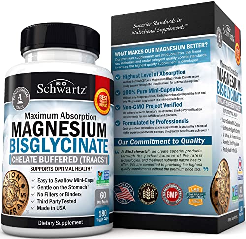 Magnesium Bisglycinate 100% Chelate No-Laxative Effect - Maximum Absorption BioSchwartz uk supplements