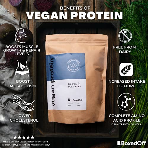 Vegan Protein Powder, Complete Plant Based Protein - 5 Plant Protein Sources - No Additives Boxed Off uk supplements