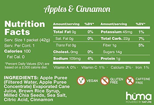 Huma Chia Energy Gel, Apples & Cinnamon, 12 Gels - Premier Sports Nutriti HÜMA CHIA ENERGY GEL uk supplements