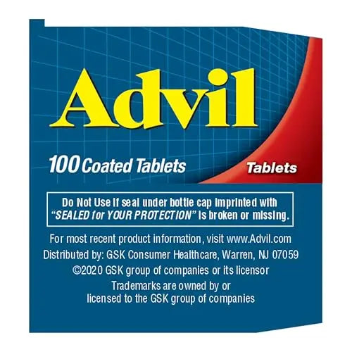 Advil Pain Reliever and Fever Reducer, Pain Relief Medicine with Ibuprofen 200mg for Headache, Backache, Menstrual Pain and Joint Pain Relief - 100 Coated Tablets Advil uk supplements
