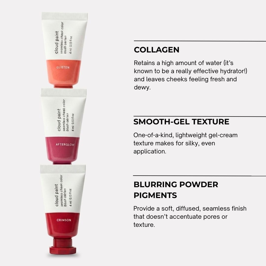 Glossier Mini Cloud Paint Blush Trio Holiday Gift Set: Crimson, Glisten & Afterglow Glossier uk supplements