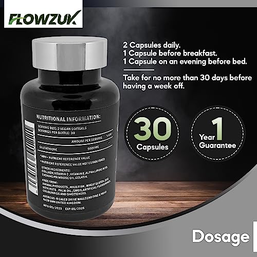 Glutathione Supplements Ultra High Strength 60 Easy to Swallow softgels with Added Vitamin C and Collagen FLOWZUK uk supplements