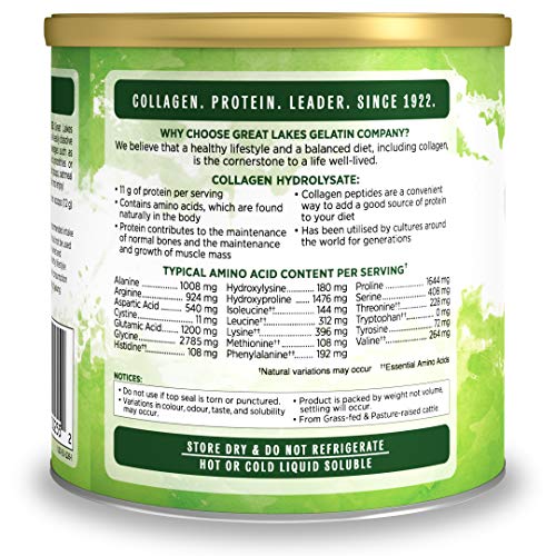 Great Lakes Gelatin Collagen Hydrolysate, Grass-Fed Bovine Hydrolysed Collagen Peptides Protein Powder Supplement, Unflavoured, 226g, Can Great Lakes Gelatin uk supplements
