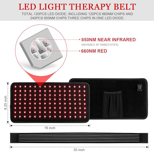 Yofalo 660nm LED Red Light and 850nm Near Infrared Red Light Therapy Belt Device for Body Pain Waist yofalo uk supplements