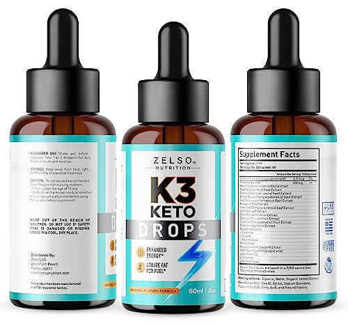 (2 Pack) K3 Keto Drops for Weight Loss - Fat Burner & Metabolism Booster | Advanced Keto ZELSO uk supplements