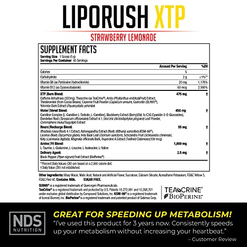 LIPORUSH NDS Nutrition XTP Thermogenic Fat Burner with L-Carnitine - Energy LIPORUSH uk supplements