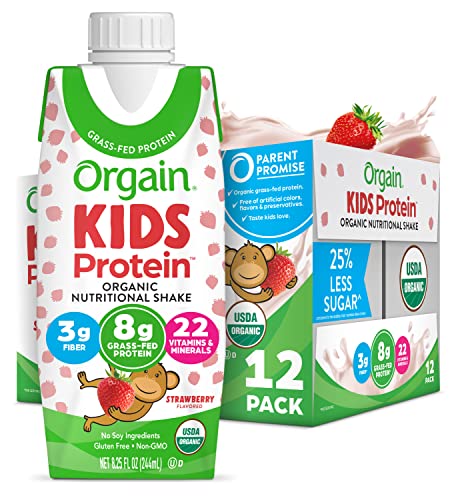 Orgain Organic Kids Nutritional Protein Shake, Strawberry - Kids Snacks with 8g Dairy Orgain uk supplements
