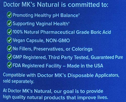 doctor MK's NATURAL Boric Acid Suppositories (600mg) for Healthy Feminine pH Support doctor MK's NATURAL uk supplements