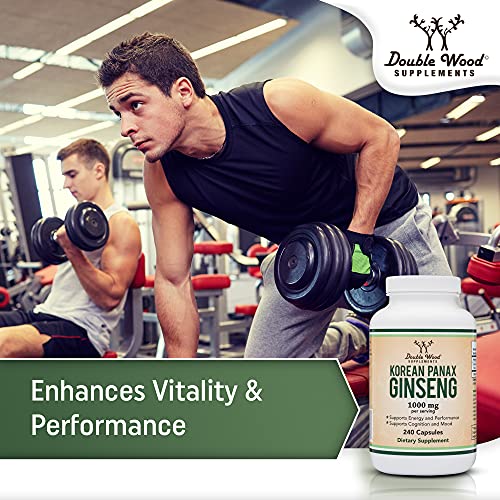 Ginseng Capsules (Korean Red Ginseng Extract, Panax Ginseng 10% Ginsenosides) Double Wood Supplements uk supplements