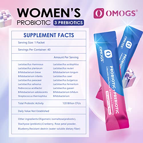 OMOGS Women's Probiotic,120-Billion-CFUs, 18 Strains, with 3 Prebiotics and Cranberry OMOGS uk supplements