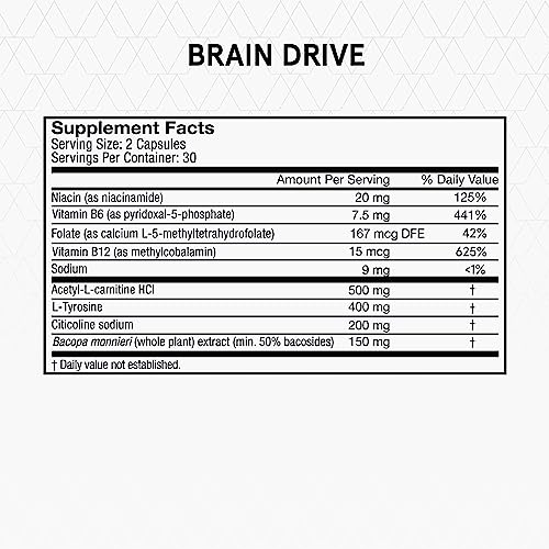 Momentous Brain Drive Nootropic Supplement - Brain Supplement for Memory & Focus Support - NSF Certified for Sport - GMO- & Gluten-Free - 30 Servings Momentous uk supplements