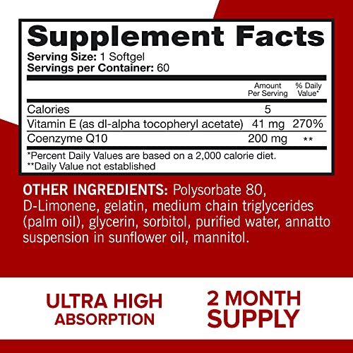 Qunol CoQ10 200mg Softgels, Ultra CoQ10 - Ultra High Absorption Coenzyme Q10 Supplem Qunol uk supplements