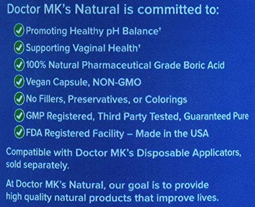 doctor MK's NATURAL Boric Acid Suppossitories (600mg) with Individually Wrapped Applicators doctor MK's NATURAL uk supplements