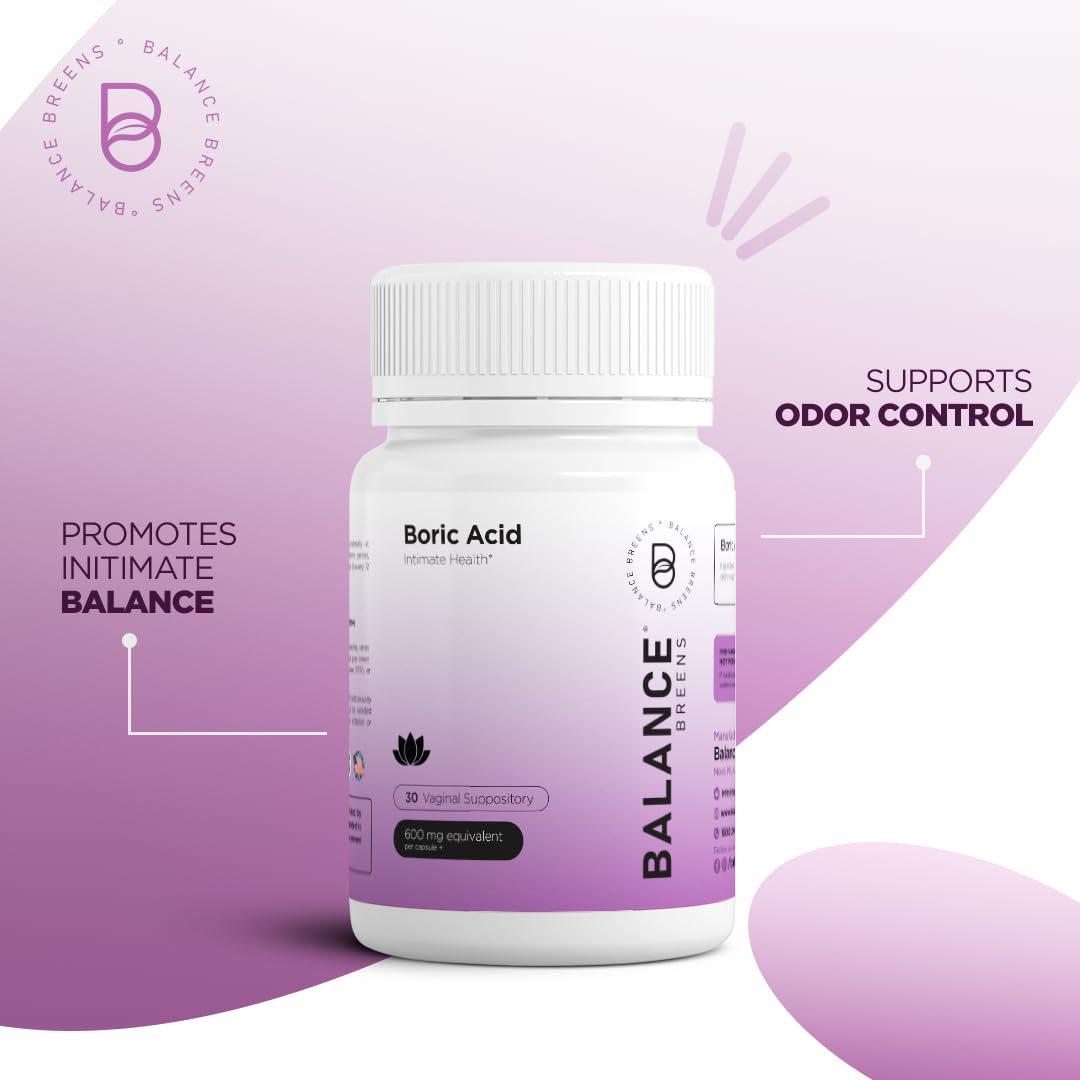Boric Acid Suppositories for Women 600 mg - 30 Vaginal Use Capsules - ph Balance Pills, Odor Control Balancebreens uk supplements