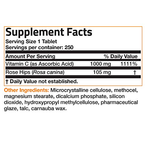 Bronson Vitamin C 1000 mg with Rose Hips Sustained Release, 250 Tablets Bronson uk supplements