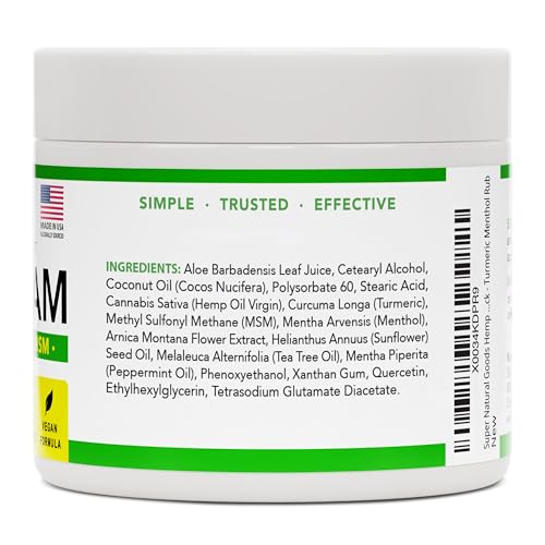 Super Natural Goods Hemp Cream with Hemp Oil, Turmeric, Arnica & Menthol – Botanical Cream with a Cooling Sensation for Localized Application (8oz) Super Natural Goods uk supplements