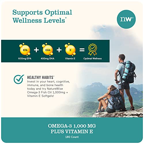 NatureWise High-Potency 1000mg Omega 3 with 600mg EPA, 400mg DHA, & Vitamin E NatureWise uk supplements