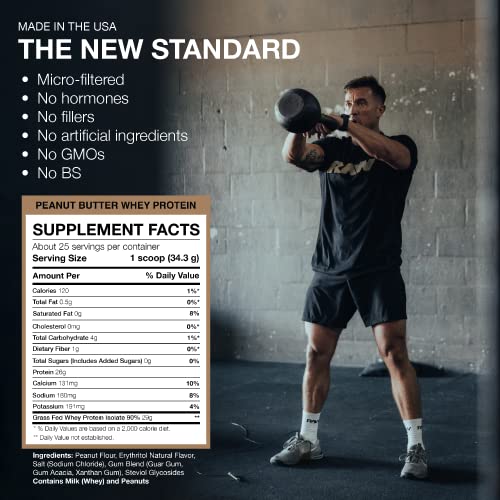 RAW Whey Isolate Protein Powder, Peanut Butter - 100% Grass-Fed Sports Nutrition Protein RAW uk supplements