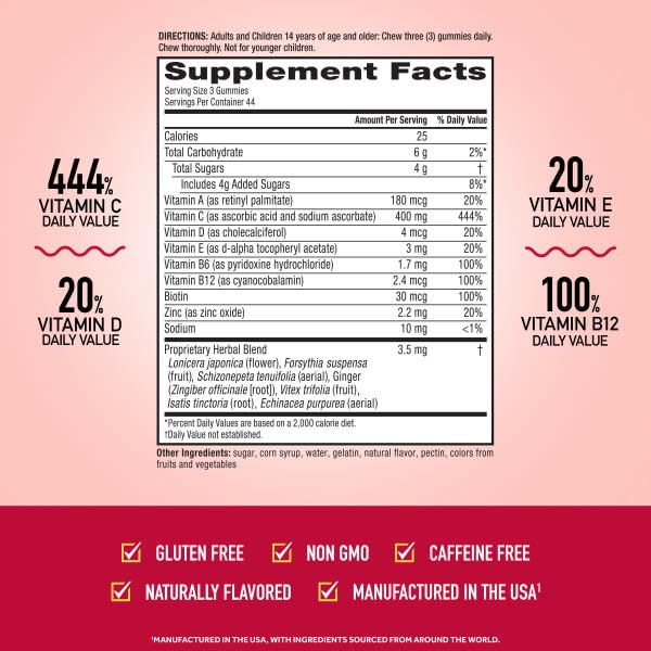 Airborne 400mg Vitamin C Gummies for Adults & Children, Immune Essentials Daily Immune Support Supplement with Vitamins C & E - Orchard Fruit Flavor, 132 Gummies (Pack of 2) Airborne uk supplements