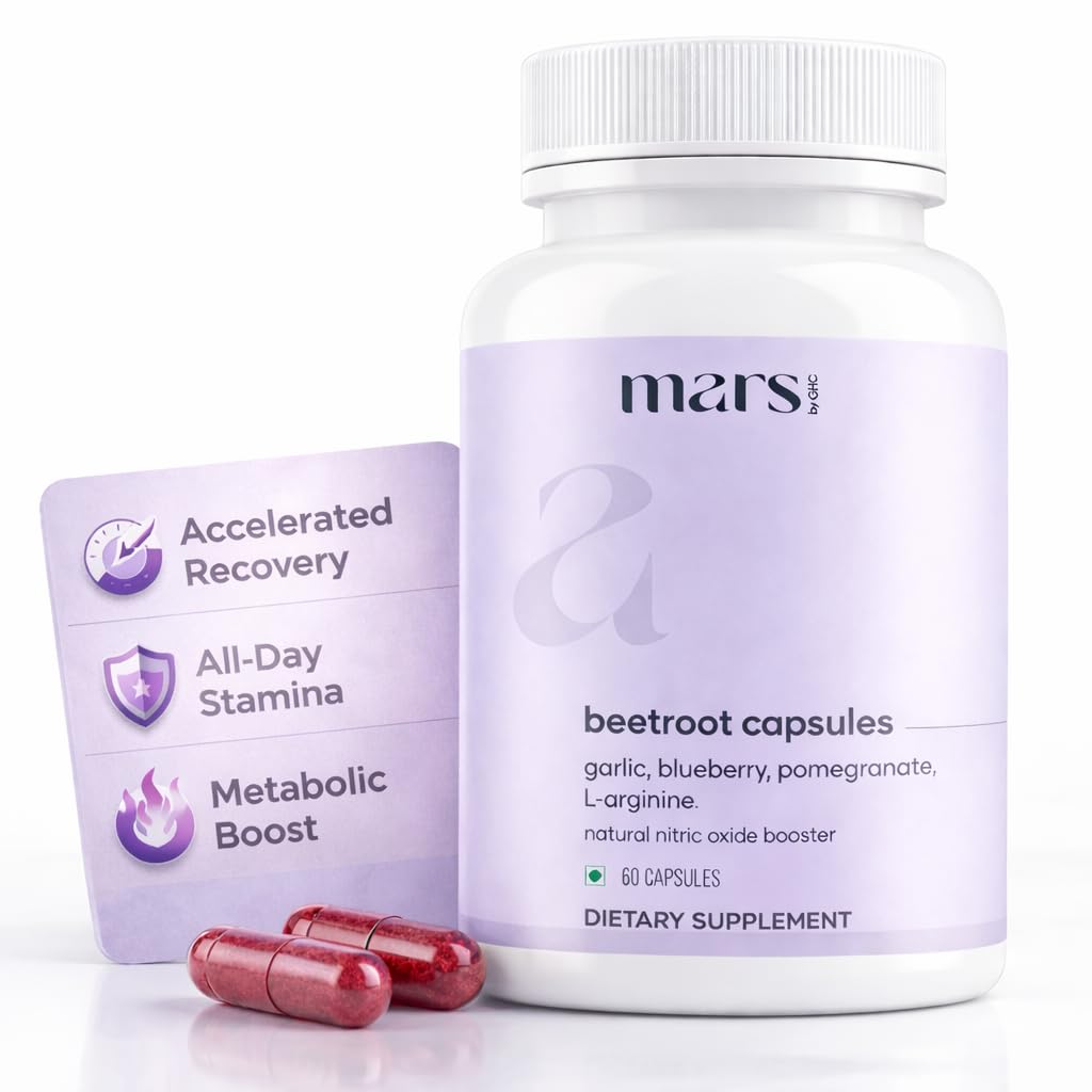 MarsbyGHC Natural Beetroot Capsules | with Garlic, Blueberry, Pomegranate & L-Arginine | Plant-Based Supplement | Pack of 1 mars by GHC uk supplements