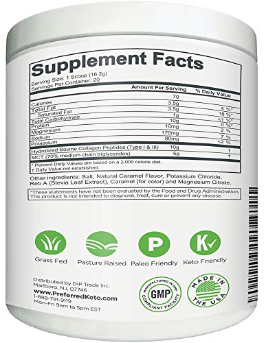 Keto Collagen Protein Powder with MCT Oil – Keto and Paleo Friendly Pure Grass Fed Preferred Elements uk supplements
