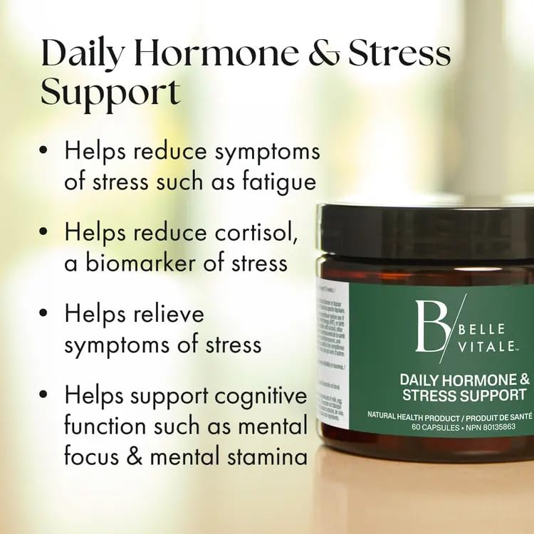 BODi Belle Vitale Daily Hormone & Stress Support - Ashwagandha & Rhodiola - Helps Combat Stress & Supports Healthy Cortisol Levels - Vitamin B12 Help Energy Metabolism & Immune Health - 60 Capsules BODi uk supplements