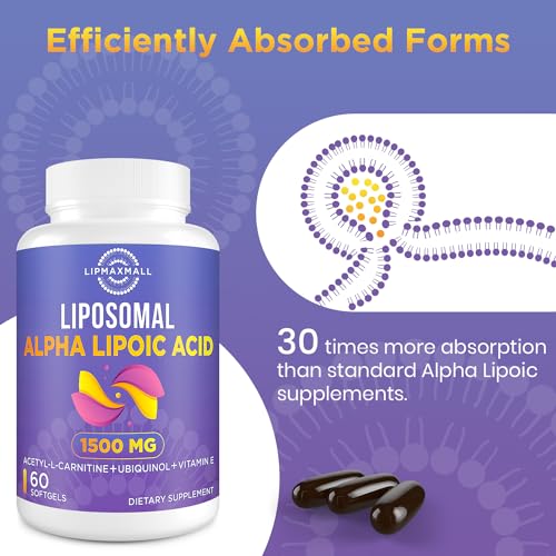 Liposomal Alpha Lipoic Acid 1500mg - with Acetyl-L-Carnitine 900mg & Ubiquinol 100mg lipmaxmall uk supplements