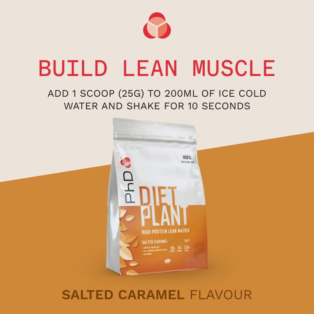 PhD Nutrition Diet Plant, Vegan Protein Powder Plant Based, Salted Caramel PhD uk supplements