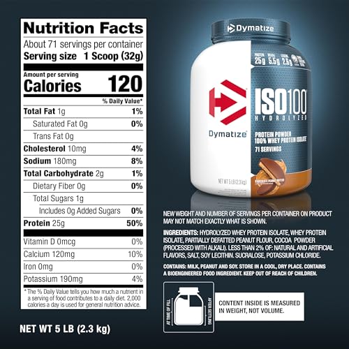 Dymatize ISO 100 Whey Protein Powder with 25g of Hydrolyzed 100% Whey Isolate Dymatize uk supplements